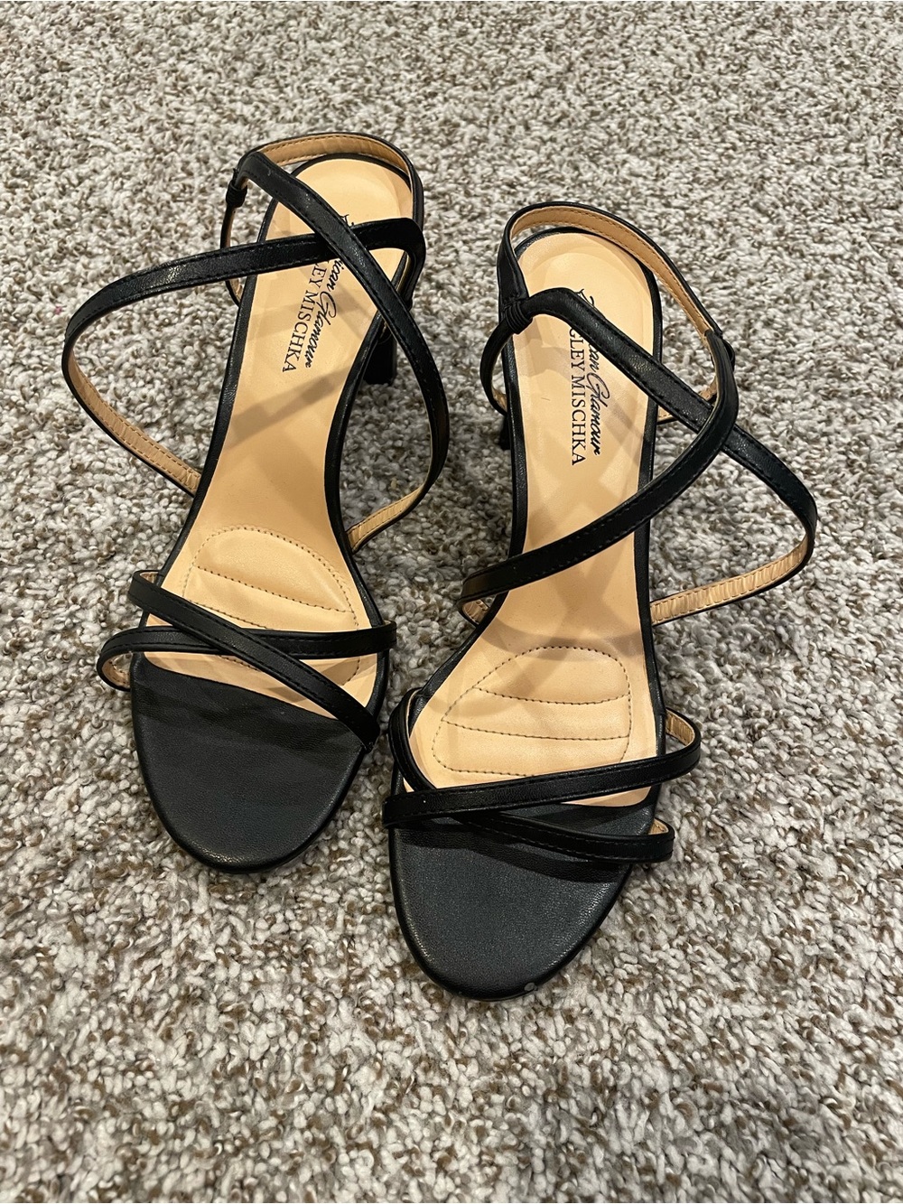 Badgley Mischka Black Strappy Open-Toe Heels